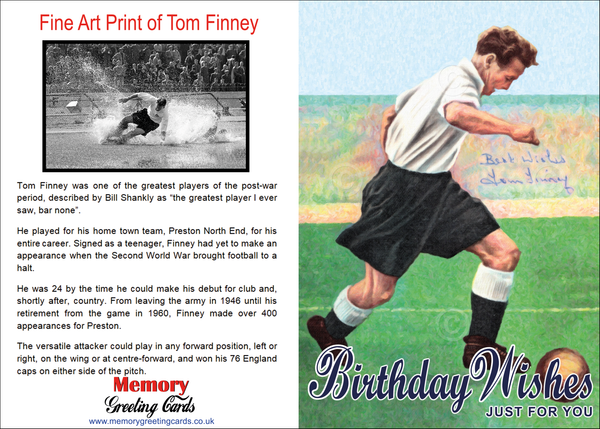 Tom Finney 'The Preston Plumber' Preston North End Memory Greeting Card #pnefc