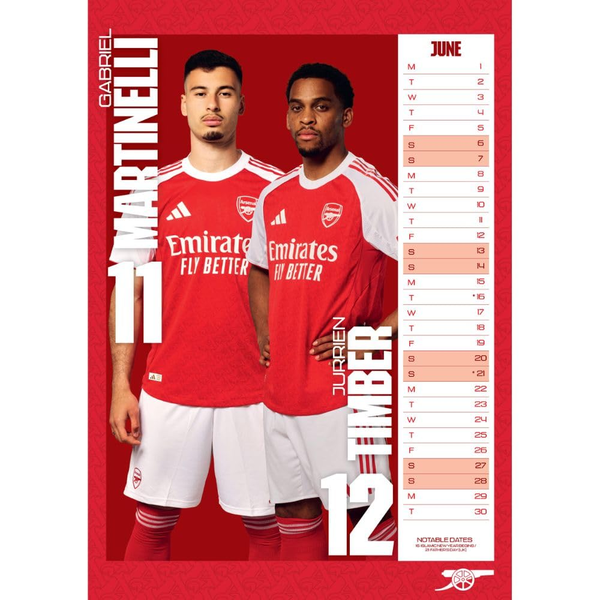 Arsenal FC Official A3 Calendar 2026