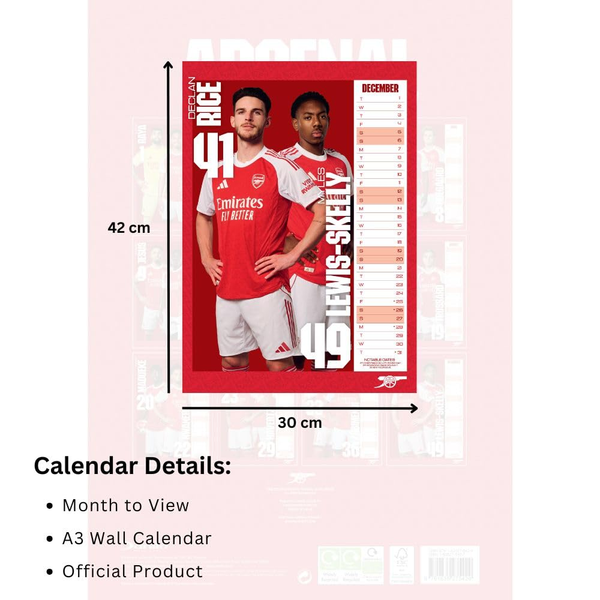 Arsenal FC Official A3 Calendar 2026