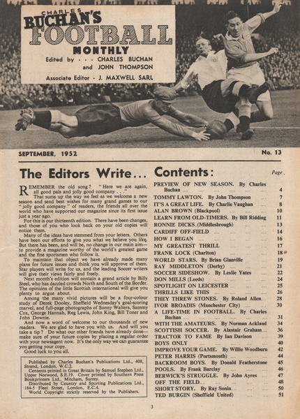 Charles Buchan’s Football Monthly Sept 1952