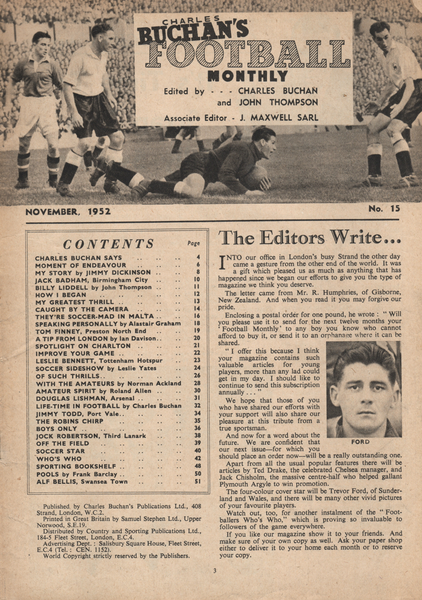 Charles Buchan’s Football Monthly Nov 1952