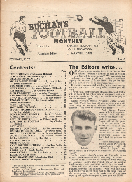 Charles Buchan’s Football Monthly February 1952