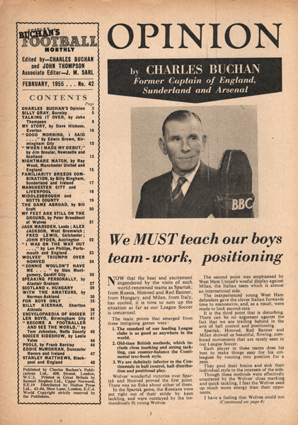 Charles Buchan’s Football Monthly Febuary 1955