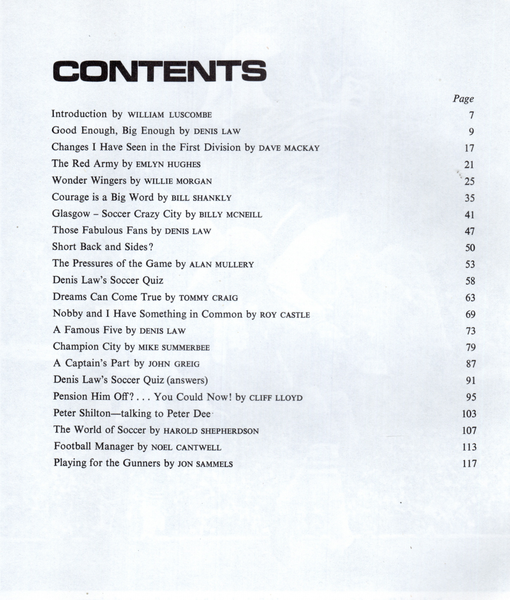 Denis Law’s Book of Soccer No. 5 The Contents
