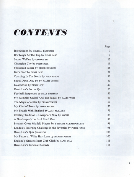 Denis Law’s Book of Soccer No. 6: The Contents