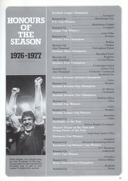 Football Champions Annual for the 1976-77 Season