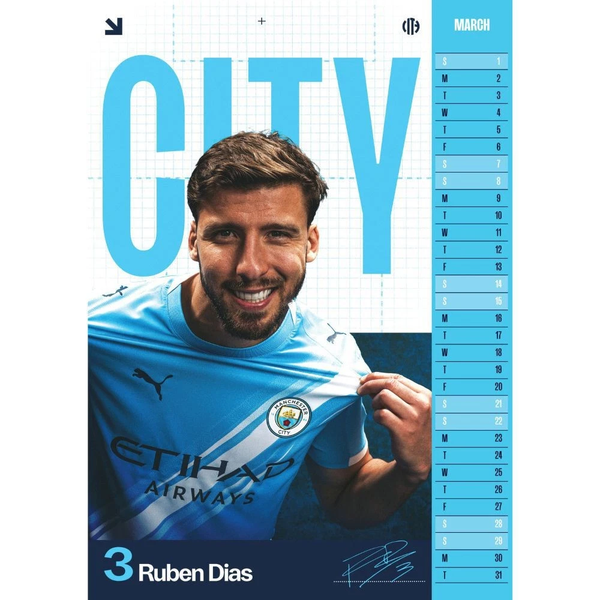 Manchester City FC OFFICIAL A3 Calendar 2026