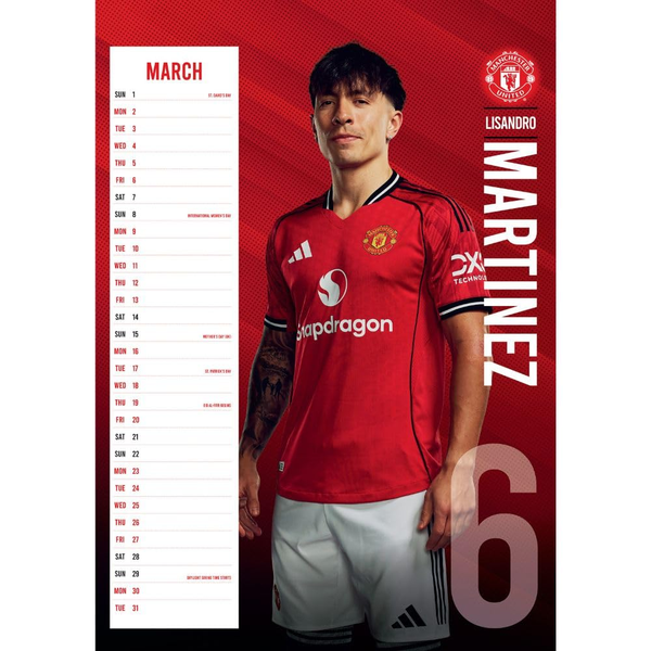 Manchester United FC Official A3 Calendar 2026
