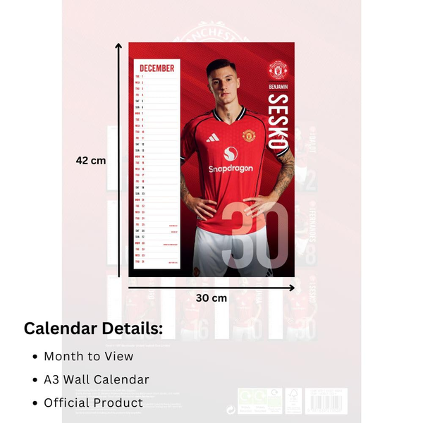 Manchester United FC Official A3 Calendar 2026