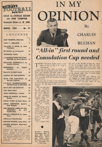 Charles Buchan’s Football Monthly March 1954