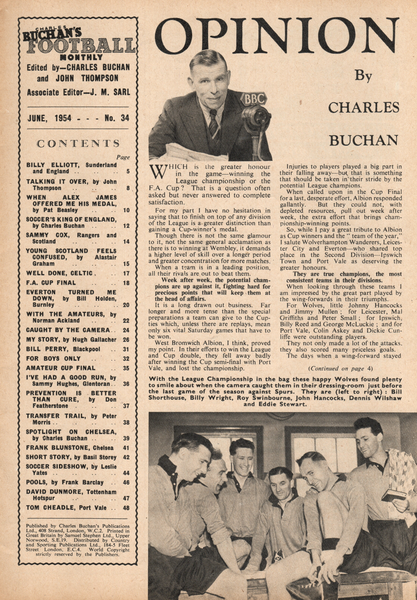 Charles Buchan’s Football Monthly June 1954