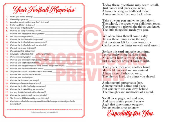 My Life in Football 1950–1959 Memory Card