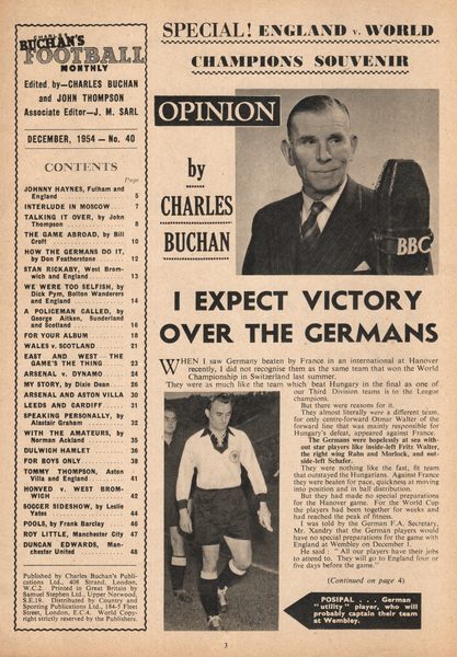 Charles Buchan’s Football Monthly December 1954
