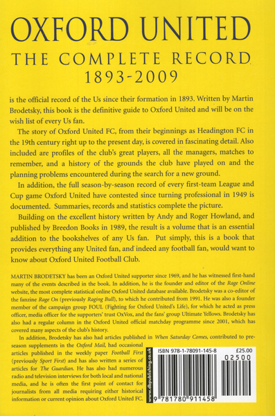 Oxford United: The Complete Record 1893-2009