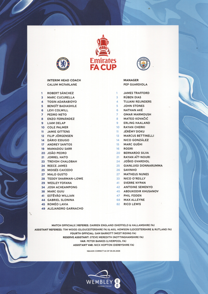 2026 FA CUP FINAL Chelsea v Manchester City - official match programme