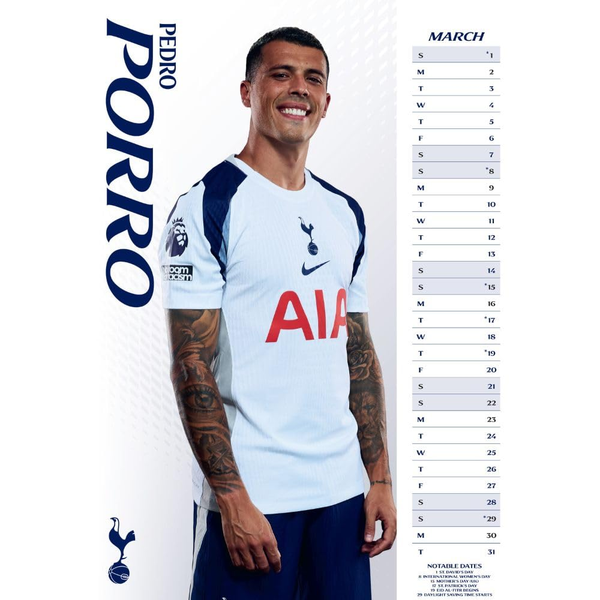Tottenham Hotspur A3 Calendar 2026