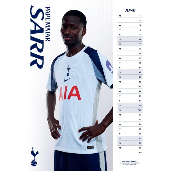 Tottenham Hotspur A3 Calendar 2026